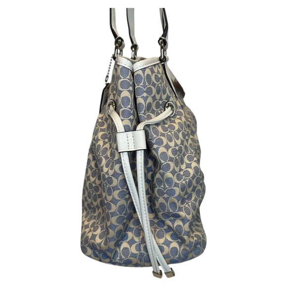 COACH SIGNATURE STRIPE JACQUARD DRAWSTRING CARRYALL (NWT) - Picture 5 of 9